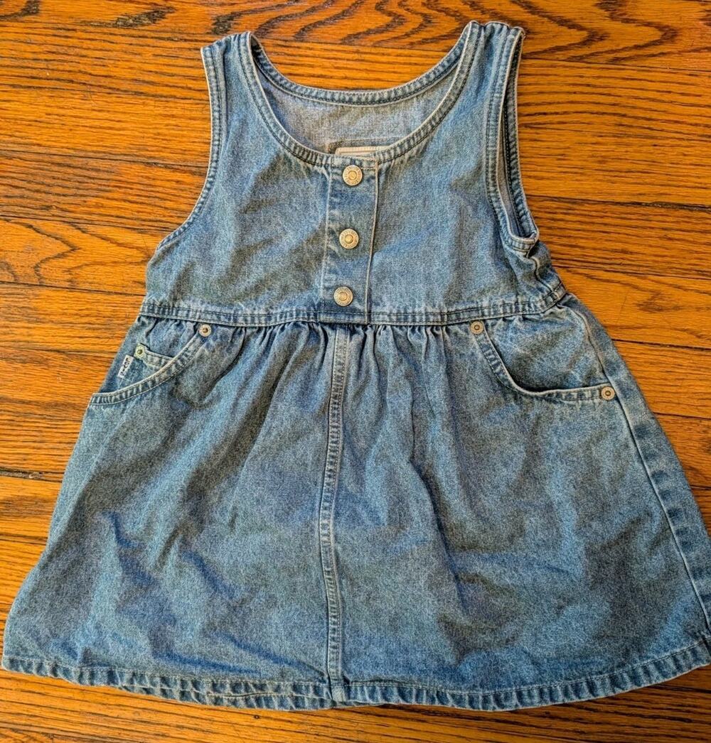Levi's | Dresses | Vintage Levis Blue Denim Sleeveless Jumper Dress Girls 4t